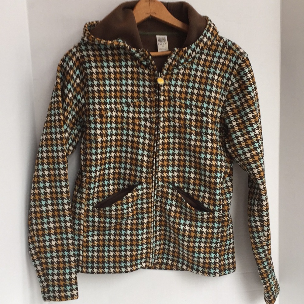 Burton jacket medium soft shell houndstooth brown